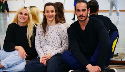 A picture showing the "Think Big 2022" choreographers (from left to right: de' Nobili, Borràs, Tedesco)